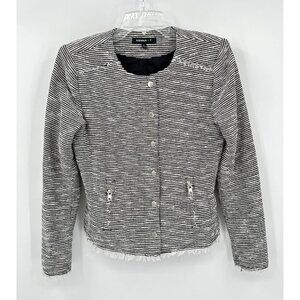 KENNA T jacket blazer cropped striped lightweight career office black white S